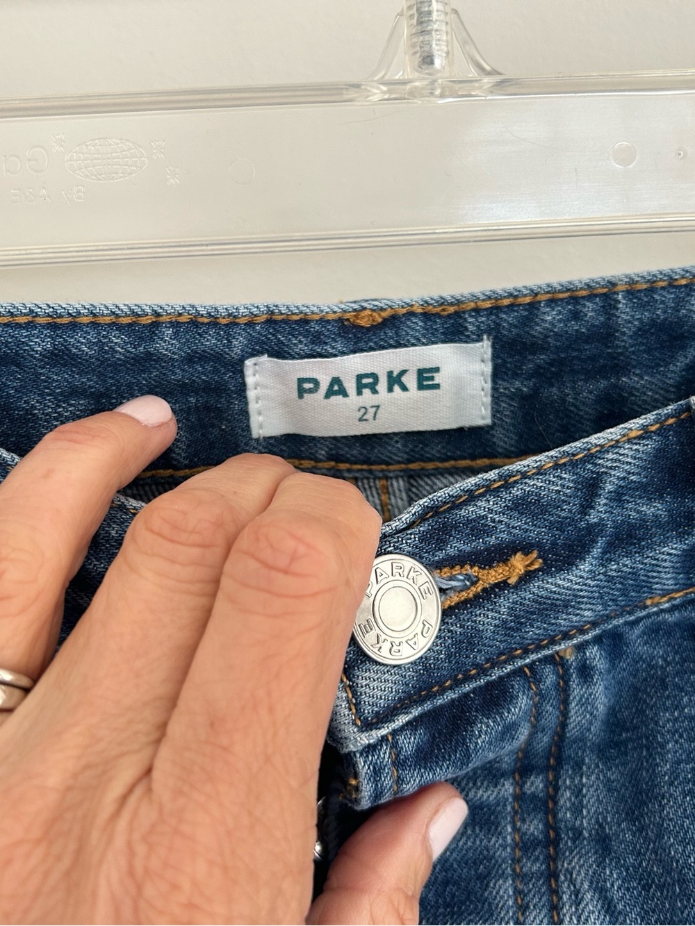 Parke Brand Dark Blue Long Baggy Denim Cutoff Shorts size 27 - Picture 4 of 5